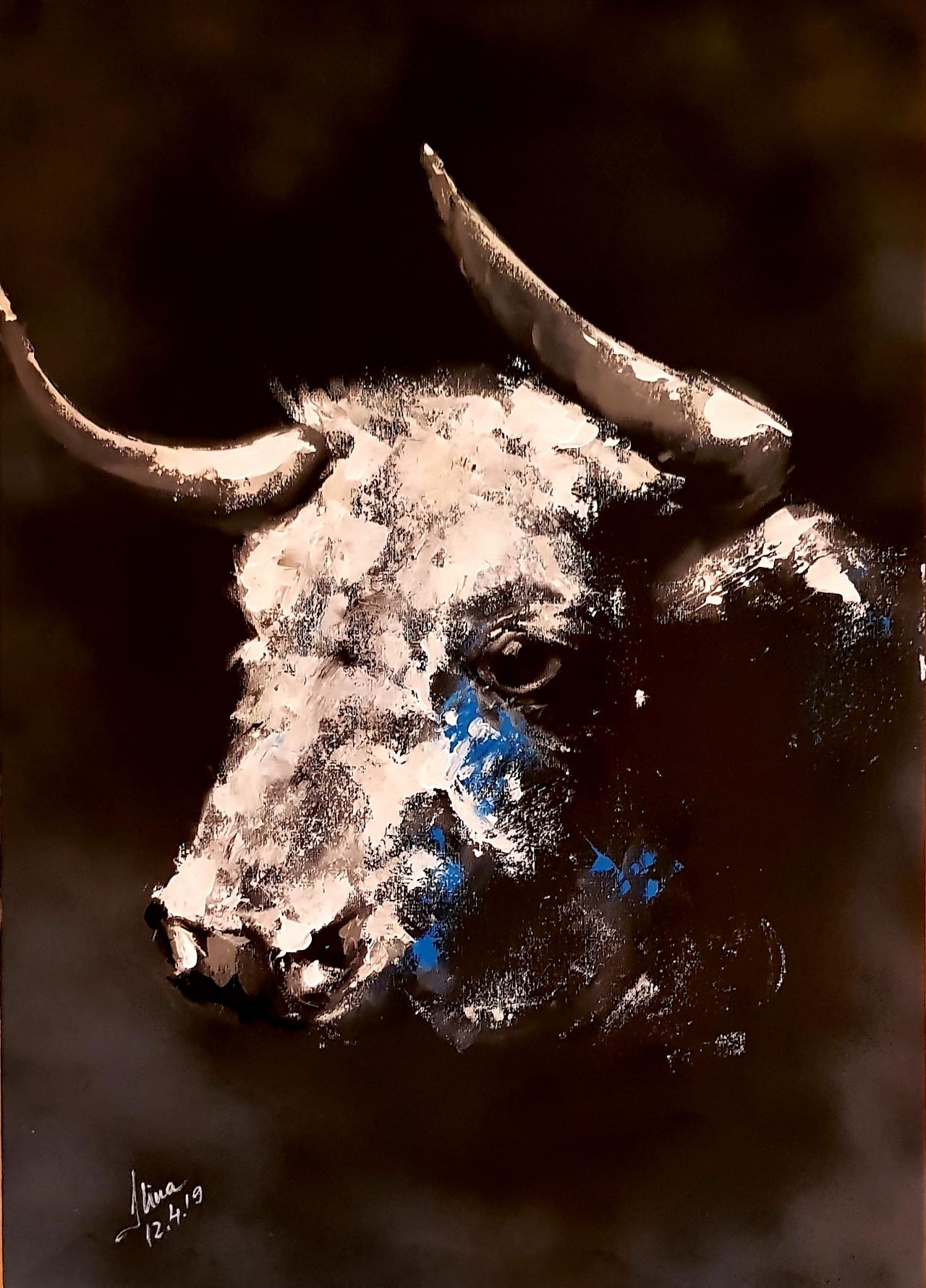ArteDiAlina.com painting: black bull